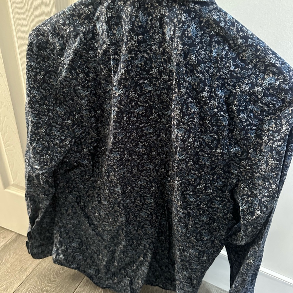 Express Blue Floral Fitted Shirt